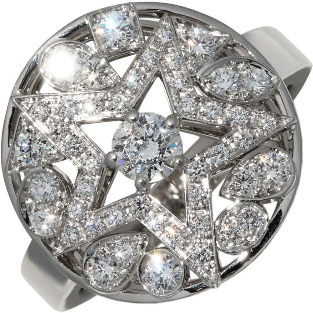 Chanel Comete Au750 White Gold Diamond Ring Size 17